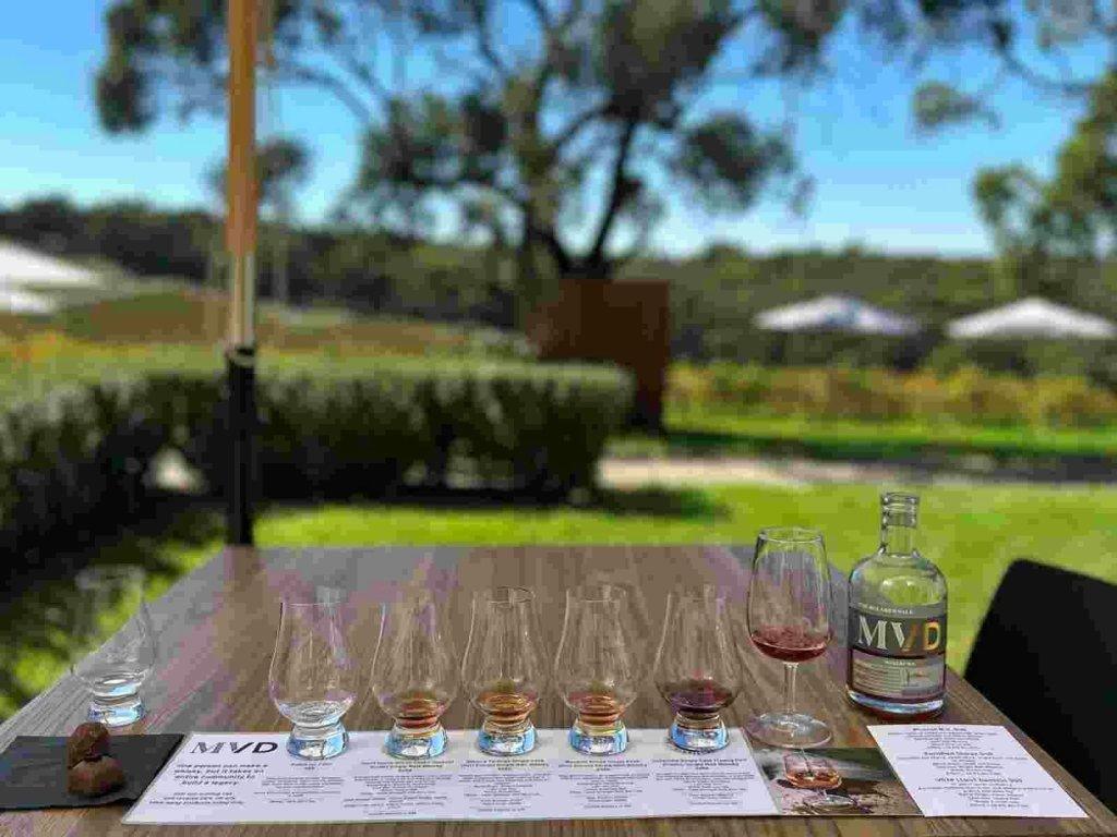 McLaren Vale Distillery Tasting with gardens in the backgroud