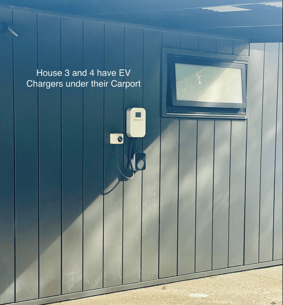 Vale 194 Luxury Accommodation in McLaren Vale EV Electric Vehicle Charger on wall of carport in house number 3 and 4
