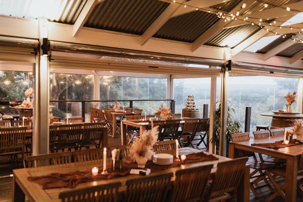 Beach Road Wines Dining area with set tables